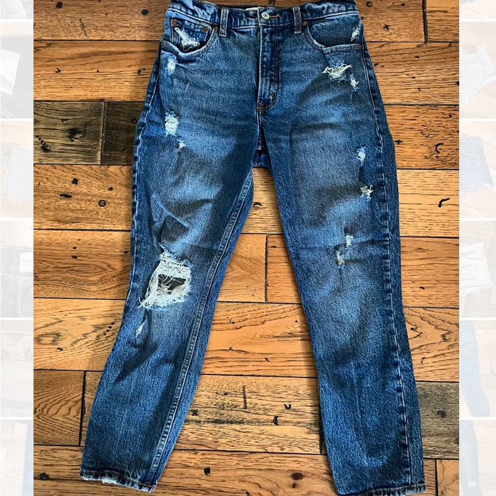 Abercrombie & Fitch The Skinny High Rise dark wash distressed 4 Short 27
